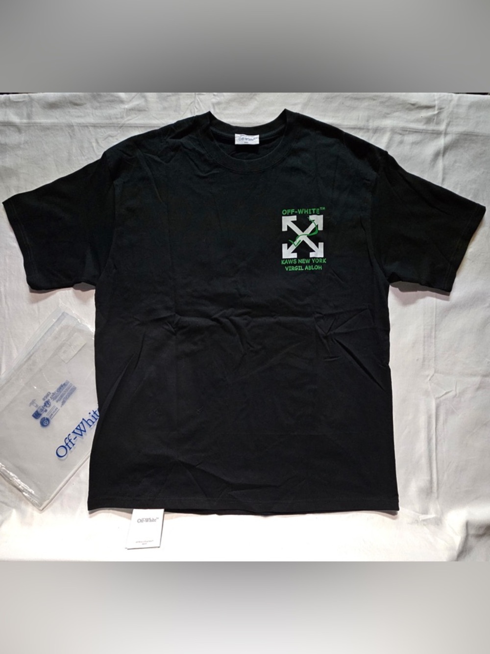 Off-White Black T-Shirt with Green Arrow Logo